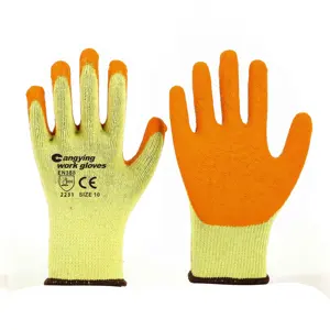 10 Gauge Cotton Safety Gloves Latex Grip Orange Heavy Gloves Work Gloves Safety Construction