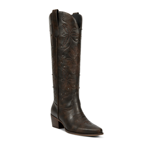 <span class=keywords><strong>Botas</strong></span> Vaqueras Retro Personalizadas WETKISS para <span class=keywords><strong>Mujer</strong></span>, <span class=keywords><strong>Botas</strong></span> Occidentales con Tachuelas y Punta Redonda, Tacón Medio, <span class=keywords><strong>Botas</strong></span> para Conciertos Country - Product Image 1