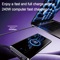Cable de Carga Rápida 2 en 1 de 240W 5A con Cable Trenzado de Nailon y Soporte para Teléfono, Transmisión de Datos a 480Mbps, 1M, 60W/100W para Teléfono 17 Gamers