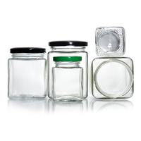 Hot Sale Jam Package Clear 250ml 300ml 500ml French Square Glass Jam Jar with Sealed Cap