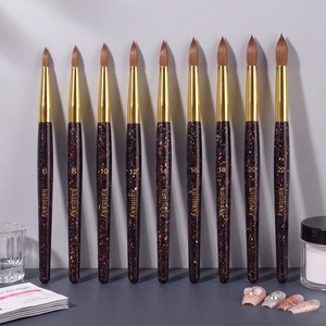 Juego de 9 Pinceles de Uñas Kolinsky de Primera Calidad con Mango Negro Brillante para Manicura Acrílica, Salón y Uso Personal - Product Image 5