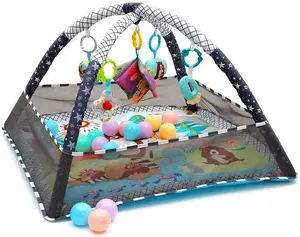 钢琴健身架婴儿室内床海洋球池可折叠地毯包括18球婴儿游戏垫