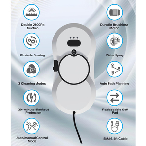 Limpiador de Ventanas Eléctrico Más Vendido, 180 Minutos de Funcionamiento, Navegación Inteligente, Venta Directa de Fábrica, Ideal para Propietarios de Mascotas y Hogares, Limpiador de Vidrios - Product Image 5