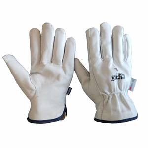 Guantes de trabajo de cuero de cabra blanco, alta calidad, para invierno, abrigados, con logo personalizado - Product Image 3