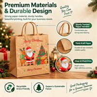 Sacs en papier kraft personnalisés avec logo imprimé, sacs de shopping en papier avec poignée, sacs cadeaux de Noël