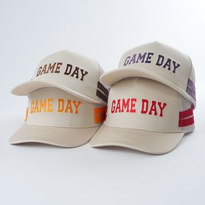 Casquette de baseball en coton à 5 panneaux, haute qualité, personnalisée, avec broderie, double bande, style trucker, pour le jour du match, vente en gros - Product Image 1