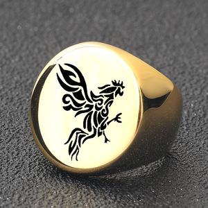 Anillo de Acero Inoxidable con Signo del Zodiaco Gallo, 22MM, Color Dorado, Joyería de Moda para Mujer, Regalo - Product Image 2