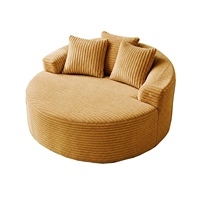 Canapé paresseux rond en velours côtelé sans structure, fauteuil de relaxation surdimensionné à assise profonde, canapé de sol pour salon, chambre et appartement