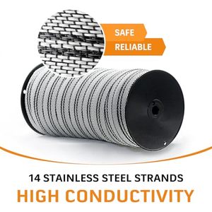 4500 फीट (152 मीटर) लंबे <span class=keywords><strong>2</strong></span> इंच सफेद काले इलेक्ट्रिक बाड़ टेप, धातु 5 फीट (मीटर) लंबे <span class=keywords><strong>2</strong></span> इंच सफेद काले इलेक्ट्रिक बाड़ टेप - Product Image 3