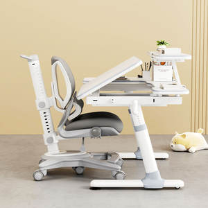 Nouveau design Table d'étude ergonomique pour enfants Mobilier de maison Bureau d'apprentissage pour enfants en bois de haute qualité Ensemble de chaises avec étagère - Product Image 5