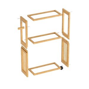 Estante de almacenamiento de madera de 3 niveles, estantería de bambú para baño con ruedas para papel higiénico y artículos de limpieza - Product Image 5