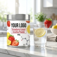 Poudre de créatine monohydrate à la fraise et au citron pour la construction musculaire maigre, la prise de masse, l'entraînement de force, la musculation, complément alimentaire pour la remise en forme