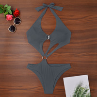 Maillot de bain monokini une pièce à col montant, avec anneau métallique et découpes multiples, pour le carnaval de Jouvert et le lundi de carnaval, personnalisable OEM, vente en gros, tenue de bain intégrale