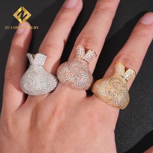 Anillo de Moissanita con Certificado GRA en Oferta, Anillo Hip Hop de Plata de Ley 925, Anillo de Alta Calidad con Incrustaciones de Diamantes que Pasa la Prueba del Diamante - Product Image 6