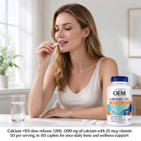 Complément Alimentaire OEM en Gros Marque Privée Calcium Plus D3 en Comprimés 185 Unités 1200mg