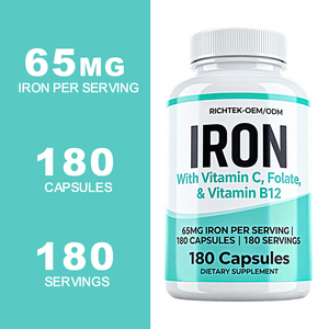 Suplemento de Hierro de Alta Potencia, Apto para Vegetarianos, Sin OMG, Sin Gluten, con Vitamina C, Folato, Vitamina <span class=keywords><strong>B12</strong></span> - Product Image 3