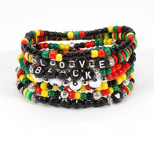 Nouveauté 2025 Bracelets extensibles superposables en perles Heishi en plastique, style <span class=keywords><strong>Rasta</strong></span>, Boho, pour femmes, thème Juneteenth, Afrique, Jamaïque, cadeau - Product Image 4