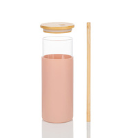 Gobelets en verre personnalisés de 500 ml avec couvercle et paille – Tasses à café, tasses de bureau, articles de boisson pour eau, jus, thé