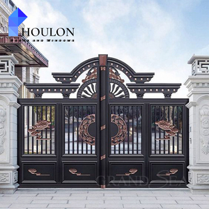 Puerta artística de aluminio de alta calidad, personalización de puertas cortadas con láser, puerta de hierro forjado para Villa - Product Image 6