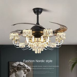 Lampe moderne style européen télécommande silencieuse à vitesse réglable pliable comprend 6 ampoules ventilateur amélioré - Product Image 3