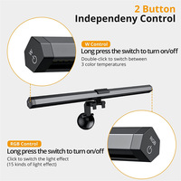 Barre lumineuse LED RGB intelligente pour moniteur de bureau, en alliage d'aluminium, commande tactile, noir, CRI 95 élevé, alimentation USB