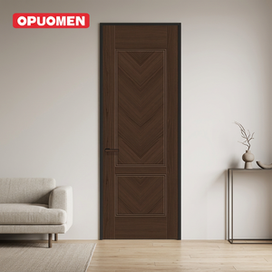 Porte de chambre intérieure en aluminium et bois avec surface en mélamine et cadre en aluminium pour projets d'appartements - Product Image 1