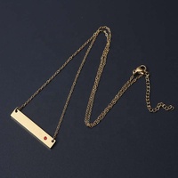 Collier Ras-du-Cou Tendance Personnalisé en Acier Inoxydable Poli Miroir, Or et Argent, pour Femmes, Barre avec 12 Pierres de Naissance et Strass