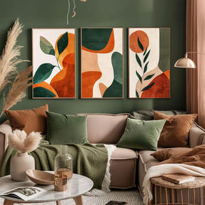 HAOWAI OEM/ODM Lot de 3 ensembles d'art mural de formes neutres imprimés en terre cuite rustiques et modernes affiches d'art mural pour le salon - Product Image 3