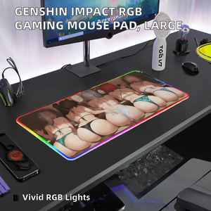 <span class=keywords><strong>Tapis</strong></span> <span class=keywords><strong>de</strong></span> <span class=keywords><strong>souris</strong></span> <span class=keywords><strong>de</strong></span> jeu en caoutchouc RGB <span class=keywords><strong>Genshin</strong></span> <span class=keywords><strong>Impact</strong></span> avec modes d'éclairage, grand format LED en stock - Motifs <span class=keywords><strong>de</strong></span> style anime abstrait - Product Image 2