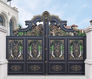 <span class=keywords><strong>Porte</strong></span> de jardin française de luxe haut de gamme <span class=keywords><strong>en</strong></span> <span class=keywords><strong>fer</strong></span> <span class=keywords><strong>forgé</strong></span> noir et aluminium, <span class=keywords><strong>porte</strong></span> coulissante personnalisée, design populaire de luxe - Product Image 1