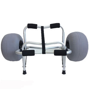 Vente d'usine Remorque pliante pour bateau en argent Chariot de plage en aluminium Chariot à main pour canoë kayak avec roue à ballon - Product Image 1