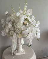 Rangkaian Bunga Hydrangea Hijau 60cm hingga 80cm dengan Daun Hijau dan Bunga Putih Gading, Dekorasi Meja Tengah, Dekorasi Latar Belakang Pernikahan, Rangkaian Bunga