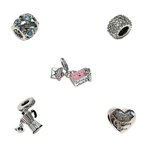 Joyería DIY Original, Cuentas Sueltas en Forma de Corazón y Redondas Compatibles con <span class=keywords><strong>Pandora</strong></span>, Dijes de Moda para Decoración - Product Image 5