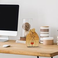 Cadeau personnalisé Ours en bois sculpté et fabriqué à la main Ours en bois découpé au laser Casse-tête familial chaleureux Nom personnalisé