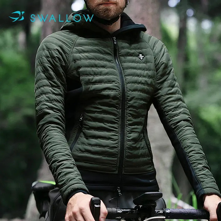 SWALLOW OEM ODM Custom Men Reflective Down Filling Winter Wholesale Cycling Clothing