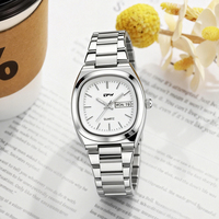 Montre-Bracelet de Luxe en Acier Inoxydable Massif Rose Personnalisée avec Calendrier et Logo pour Femme