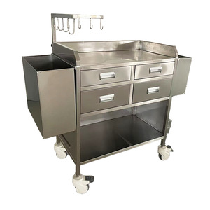 XIAQIAO Stainless Steel Infusion Cart 800x450x980mm Medical Treatment <b>Trolley</b> With Drawers And Waste Bin - Product Image 2