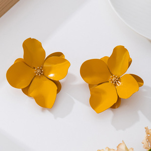 AYN-198 Vintage cuisson vernis doux artificiel mode à la mode femmes oreille bijoux moderne fleur boucles d'oreilles pour les filles - Product Image 5
