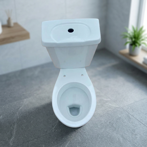 Inodoro de cerámica de lujo de dos piezas con conexión directa, blanco, con salida a pared (P-Trap) y salida a suelo (S-Trap), juego de calidad premium. - Product Image 4