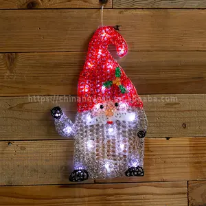 Cubiertas de luz LED para porche de Navidad, Gnomo de Papá Noel, decoración de luces navideñas para exteriores, luces acrílicas de Navidad