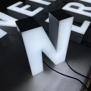 Front Luminous Word Sign Shop Sign Advertising Led Letters Stainless Steel LED Channel Type Luminous Word 3D Outdoor Acrylic 12
