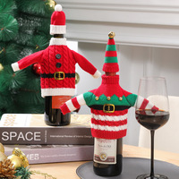 Weihnachten Neujahr Abendessen Tisch dekoration Pullover Kleid ELF Kleidung Set Weihnachten Weinflasche Abdeckung Tasche für festliche Dekorationen