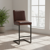 Tabouret de bar haut moderne de luxe avec pieds en métal, chaise de salle à manger en PU imperméable, emballée à plat, pour la maison, le bar et les hôtels