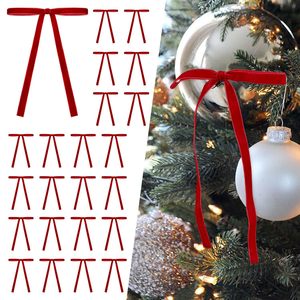 24 Lazos Largos de Terciopelo para Adornos de Árbol de Navidad, Decoraciones Navideñas Flocadas, Accesorios para Coronas de Chimenea - Product Image 2