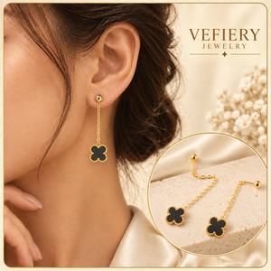 Wholesale Black Vintage Stainless Steel Flower <b>Chain</b> <b>Stud</b> <b>Earrings</b> Gold Plated Party Jewelry - Product Image 2