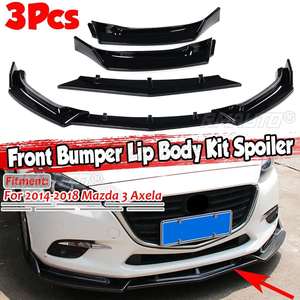 Kit de carrosserie 3 pièces aspect fibre de carbone/noir pour pare-chocs avant de voiture, comprenant spoiler, lèvre de séparation et diffuseur de protection pour Mazda 3 Axela 2014-2018 - Product Image 1