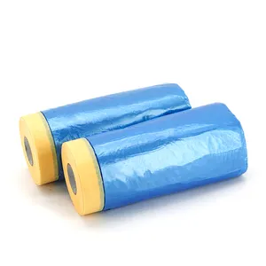 Rouleaux de ruban de Film de masquage en plastique de garniture bleue personnalisée d'usine pour la Protection de couverture de peinture de voiture pour les vitres de voiture liquides de peintre