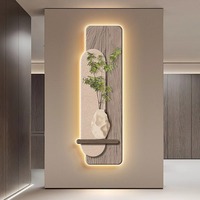 Nouvelle tendance nordique, peinture décorative en bambou avec surface en acrylique découpée au laser UV, avec lumières LED, décoration intérieure de la maison