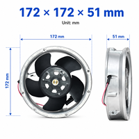 Ventilateur axial industriel d'extraction et de refroidissement Original Nidec DC24V 1.8A EC AC 12V 48V 17251 à double roulement à billes D1751S24B6CZ-16