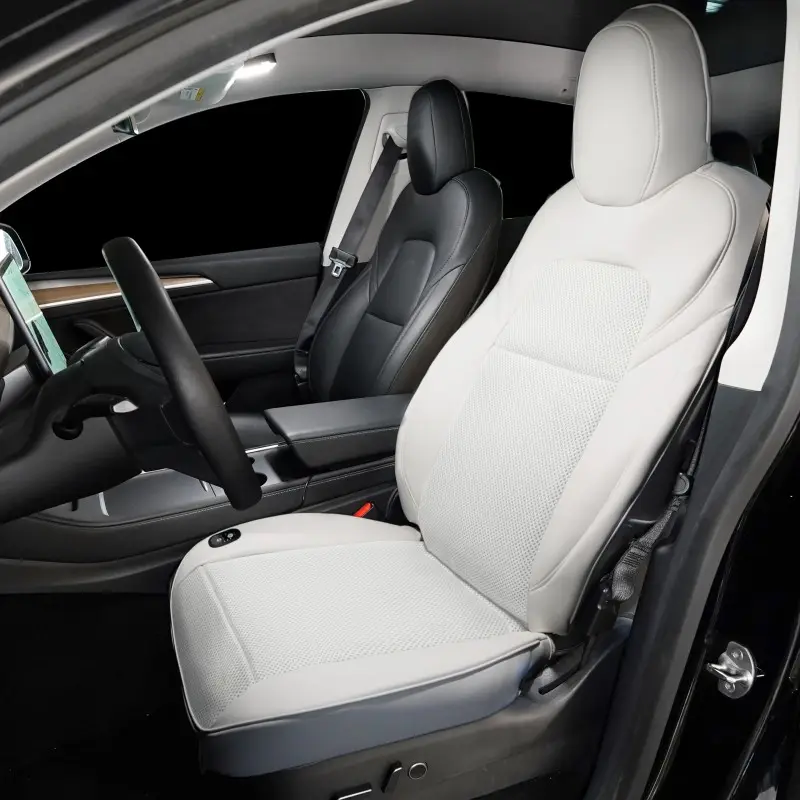 Para Tesla Model 3/Y, funda de asiento de coche transpirable con ventilación, hoja protectora fresca de verano, cojín Interior con cargador de carga de ventilador